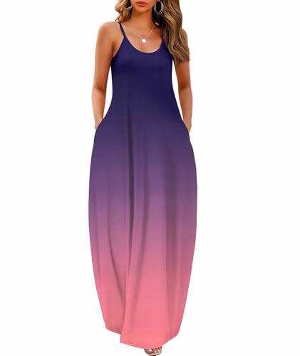 Image of Wolddress Womens Maxi Dress with Pockets 2026 Casual Strap Plus Size Loose Plain Long Office Summer Beach Travel Dresses S-5X