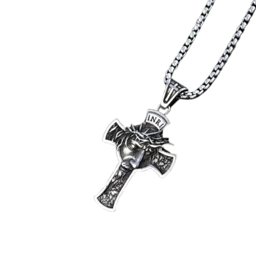 Collier pendentif croix vintage en argent véritable au style intemporel