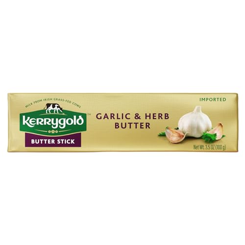 kerrygold Imported Garlic and Herbed Butter AllNatural Butter Made with Milk from GrassFed Cows, Sweet, 3.5 Ounce