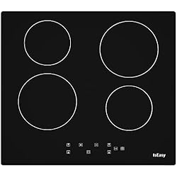 Placa Vitroceramica 4 Fuegos Placa vitrocerámica con 4 fuegos, mesa de cocción vitrocerámica, 4 chimeneas, empotrable, placa de 4 fuegos, 6000 W, 4 chimeneas, 60 cm, autarkic, táctil, temporizador, vidrio-cerámica) -4 zonas