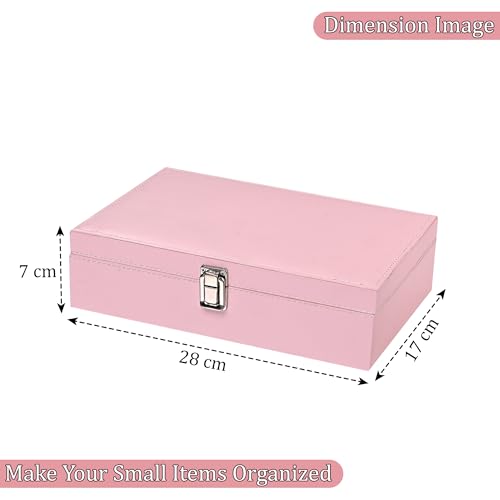Image of Kuber Industries Leather Single Jewellery Box with Lockable for Women | Accessories Holder Case Ring Earring Organizer for Gift Friendly | Pink