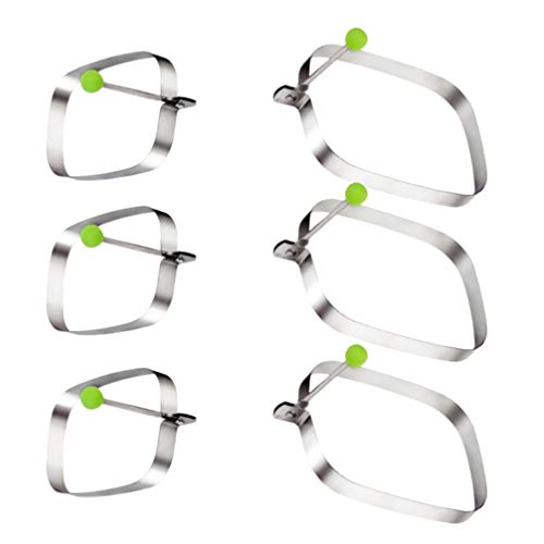 6pcs Mousse Rings Cake Baking Egg Rings Stainless Steel Shaper Rectangular Non Stick Pastry Mold Mould for Kitchen Cooking 3pcs +3pcs S