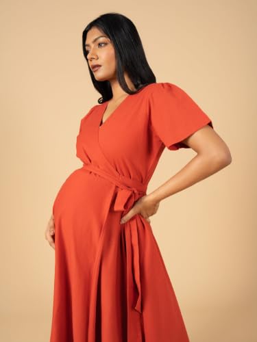 Image of The Mom Store Maternity and Nursing Wrap Dress for New Mom | Pre and Post Pregnancy Wear for Womens | Trendy Stylish Printed Friendly Dresses for Women | Comfortable