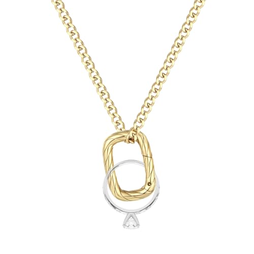GAVU Ring Holder Necklace for Women, Rectangle Stainless Steel Ring Keeper Necklaces for Women 16