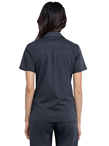Cherokee Women Scrubs Top Workwear Revolution Hidden Snap Front Collar Ww669, S, Pewter #TOP1