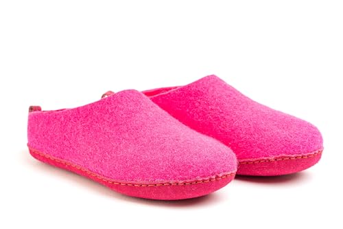 Woolly's Indoor Open Heel Slippers With Leather Sole (Fuchsia) - 36 | Premium New Zeland Wool | Handcrafted with Italian Design | Soft, Breathable & Ordor Free4