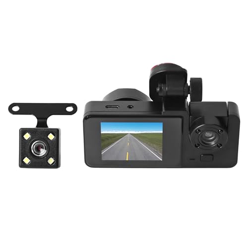 Cámara de 3 canales para autos, grabadora de conducción delantera interior y trasera con 1080P Night