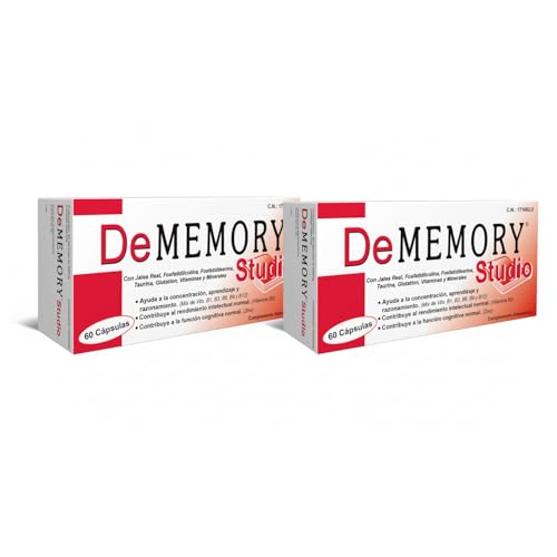 DeMemory Studio 60 Cápsulas - Pack 2 Unidades - Ayuda a la Concentración, Aprendizaje y Razonamiento - con Fosfatidilcolina, Fosfatidilserina, Taurina, Jalea Real, Vitaminas y Minerales