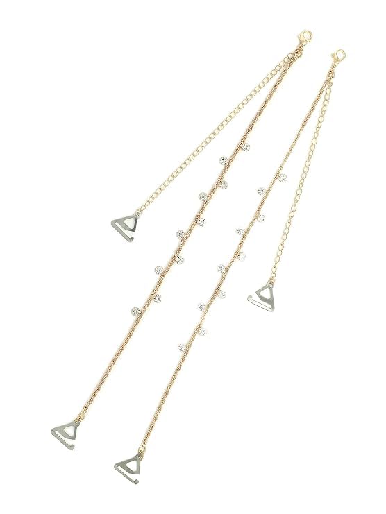 rvm jewels 1 Pair Fancy Rhinestone Crystal Golden Chain Bra Straps Decorative Adjustable Shoulder Strap for Wedding Party Gowns Women-picture-5