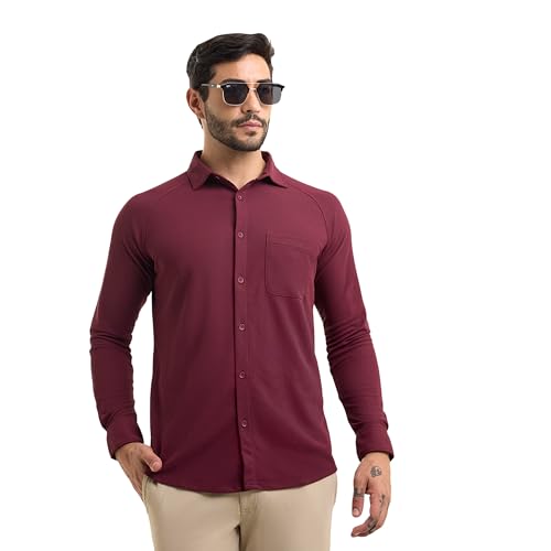 Image of Workday Shirt for Men Long Raglan Sleeve Regular Fit Superior Stretch Wrinkle Free Shape Retention Quick Dry Anti-Viral Finish UPF 50+