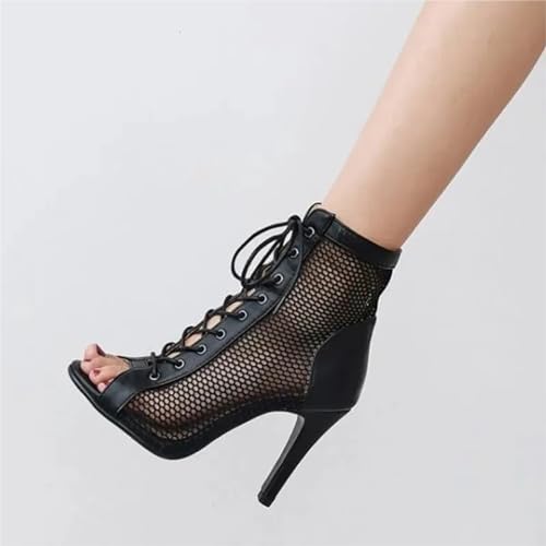 Image of UTIKLIOU Women's Mesh Sandals Peep Toe High Top Sandals Lace Up Summer Boots Buckle Strap Party Sexy Pump Shoes Open toe