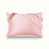 FOTIKOO Federa Seta Cuscino (50x75 cm | 1PC), 16 mamme, 100% seta,Con cerniera nascosta, Protezione Capelli e Pelle (Rosa)