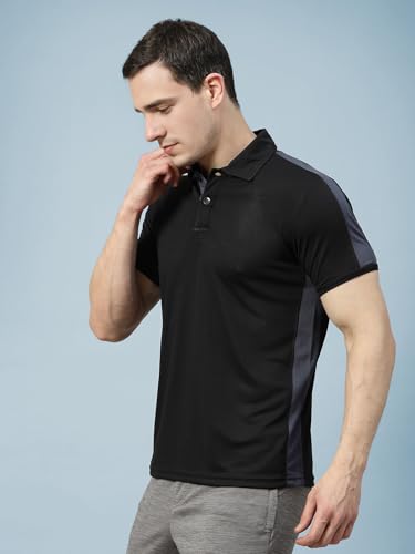Image of CHKOKKO Men's Active Sports Wear Polo Half Sleeve Gym Tshirt with Button Collar Quick Dry Breathable Perfect for Workout Running Regular Fit Pack of 2