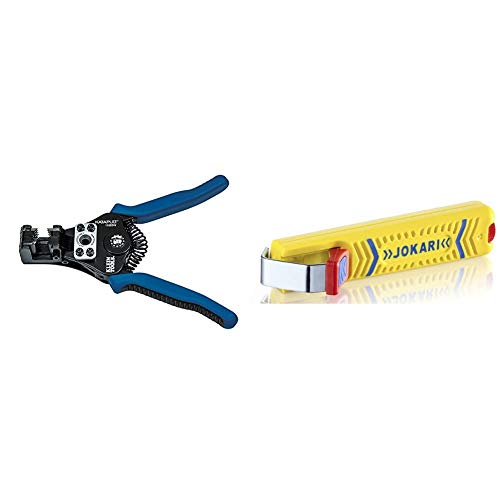 Klein Tools 11063W Wire Cutter/Wire Stripper, Heavy Duty Wire Stripper Tool & Jokari 10270 Secura Cable Stripping Knife for All Standard Round Cables, No. 27, 13.2cm L x 2.9cm W x 3.5cm H