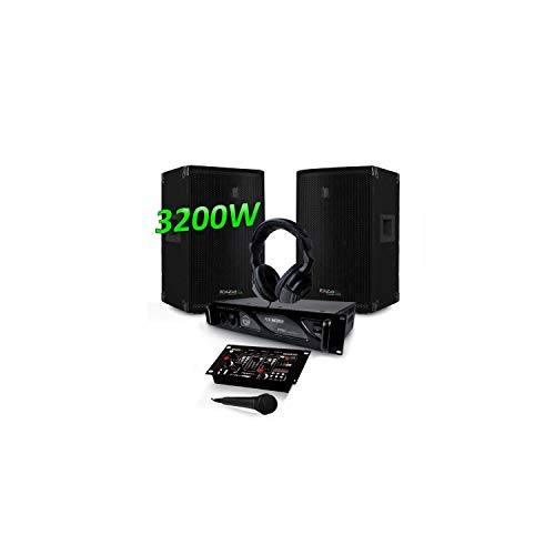 Pack DJ SONO SET 3200W Enceintes IBIZA SOUND DISCO12 + Amplificateur MyDj 2000W + Table de Mixage DJ21 USB + CASQUE + CABLES