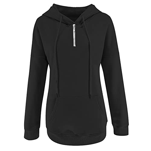 Sudadera con capucha con cremallera para mujer, sudaderas para mujer, camisetas de gran tamaño, color liso, sudadera casual, ajuste holgado, ropa deportiva de manga larga, con chaquetas de cordón