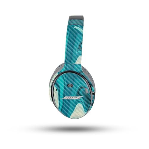 Image of MightySkins Carbon Fiber Skin Compatible with Bose QuietComfort 35 II Headphones - Aqua Swirl | Protective, Durable Textured Carbon Fiber Finish | Easy to Apply