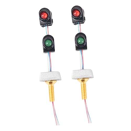 KALLORY 2sets 2pcs Miniature Traffic Signal Light Durable Sand Table Layout Decor for Model Railways Realistic Road Signal Prop for Microlandscape Highway Scenarios 2pcs*2