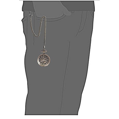 Pocket Watch Skeleton Mechanical Double Case Hand-Wind SIBOSUN Roman Numerals Antique Chain Mens - Image 7