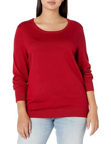 Amazon Essentials Damen Leichter Langärmeliger Pullover Mit Rundhalsausschnitt (Erhältlich in Übergröße) Rot M