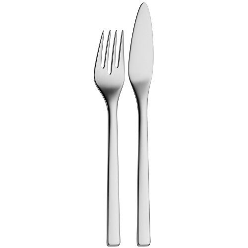 WMF Stratic Fischbesteck 2 teilig Fischset für 1 Person, Fischgabel, Fischmesser, Cromargan protect Edelstahl poliert, kratzbeständig