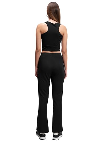 Image of Tokyo Talkies Women's Co-ord Set | Sleeveless Crop Top & Drawstring Trousers | Perfect for Casual Outings & Vacations