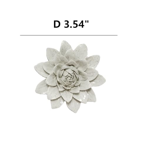 Image of Ceramic Flower Wall Art Decor, Artificial Flower Wall Sculpture,Handmade Ceramic Flowers for Home,Hallway,Living Room, Kitchen,Bathroom (Potted Color,Paeonia lactiflora, 3.54 inch)