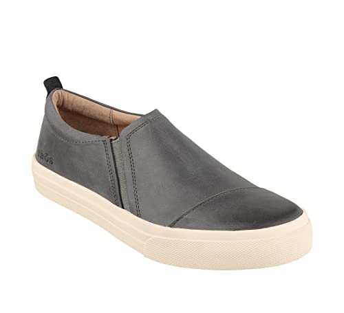 Taos Twin Gore Lux Slip-On Sneakers - Luxe Leather Slip Ons with Curves & Pods Removable Footbed with Arch Support and Metatarsal Support for All Day Comfort and Style Steel 10 M US