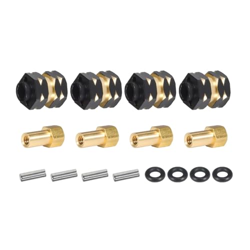RC�J�[�̃A�b�v�O���[�h Compatible With SCX24 C10 For Gladiator AX24 1/24 RC�N���[���[�J�[�p�[�c 1�Z�b�g �^�J�n�u�G�N�X�e���_�[ 7mm�Z�p1.0�z�C�[�������A�_�v�^�[ �i�b�g�t��(Black)