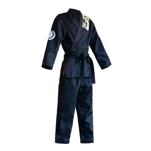 QuxetlRyz Uniforme de kárate Uniforme Profesional de Taekwondo, Blanco y Negro, Artes Marciales, Karate, Dobok, Ropa de Taekwondo for niños y Adultos(Black,XXL-180CM)