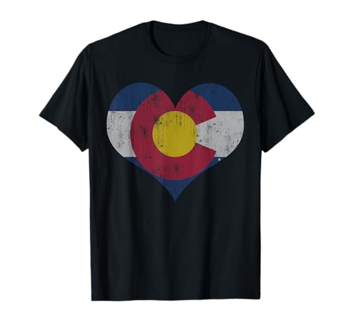 Retro Heart Colorado Flag Home Love Vintage Distressed Fade T-Shirt