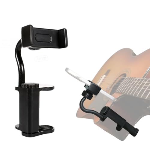 Rubierine Guitar Phone Holder Digital Sheet Music holder Phone Clip Mount Fit for 6-10cm Thick Guitars& Ukulele Practical Guitar Accessories for Watching Tutorials & Tabs While Playing Easy Setup