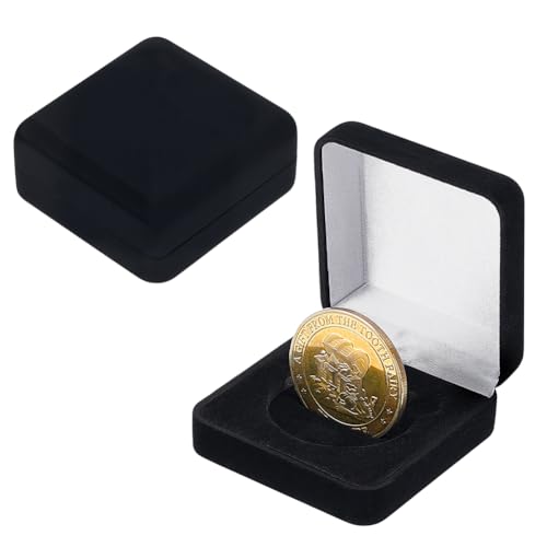 Caja exhibidora cuadrada para monedas, 2 piezas, negro miniatura 1