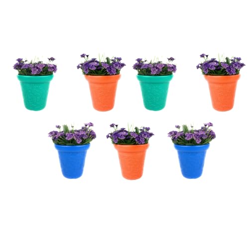 Image of Go Hooked Plastic Planter Pots Set of 7 | Multicolor Flower Pots Perfect for Home, Office & Garden Decor | Valentine Small Pot 8 Inch for Indoor & Outdoor Plants | Durable, Lightweight & Modern Design