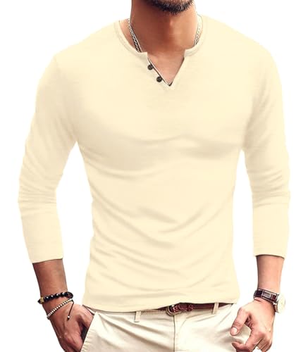 Men's Casual Slim Fit Basic Henley Short/Long Sleeve Fashion T-Shirt