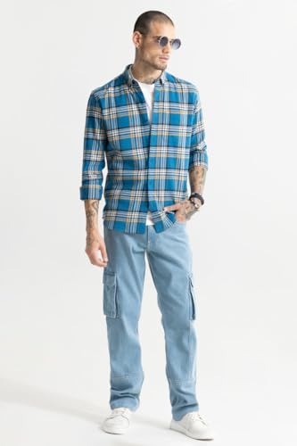 Image of SNITCH Blue Checkered Cotton Shirt