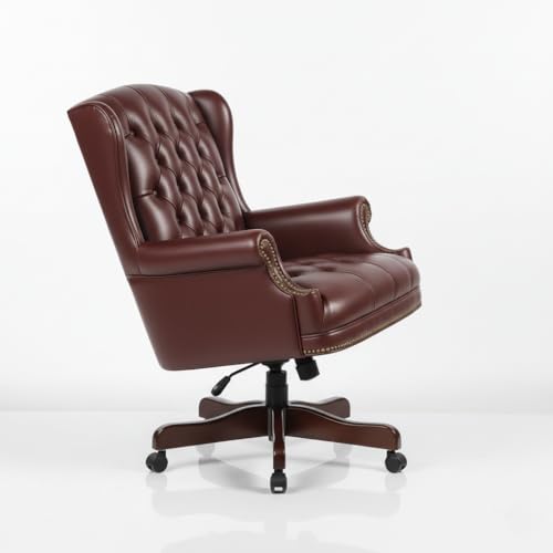 Image of High Back Office Chair |Leatherette & Wooden Chair |Height Adjustable & Tilt | Director & Executive Chair | Wooden with Polish | 5-Year Warranty & Free Assembly - (MSL-108)