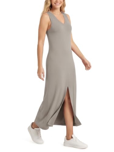 Image of ODODOS Modal Soft Front Split Midi Dress for Women, V Neck Sleeveless Casual Summer Tank Dress