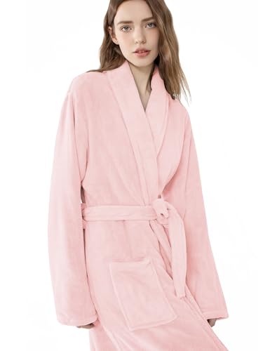 Image of Soft Robe For Women,Warm Plush Bath Robes Female,Spa Towel After Shower Lightweight Long Bathrobe