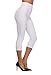 Kotii Women's Soft Capri Leggings 3/4 Cropped Leggings High Waisted Capris Tights White