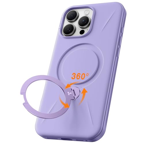 Image of TORRAS 360 Spin Mag Stand for iPhone 16 Pro Max Case, Fit for Magsafe, Mil-STD Protective Hard PC Scratch-Resistant Ostand Case for iPhone 16 Pro Max Phone Case Violet Purple, 6.9 inch
