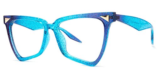 Vooglam Glitter Blue Light Blocking Glasses for Women Anti UV Eyestrain Computer Gaming TV Phone Glasses Mermaid GOP01860-05