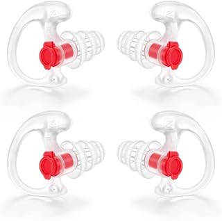 zeadio Noise Filtered Silicone Earplug, Comfortable Molded Hearing Protection Earpiece, Noise Defender Earbud for Shooting, Concert, Two-Way Radio Coil Tube Audio Kits - Transparent, Medium, 2 Pair