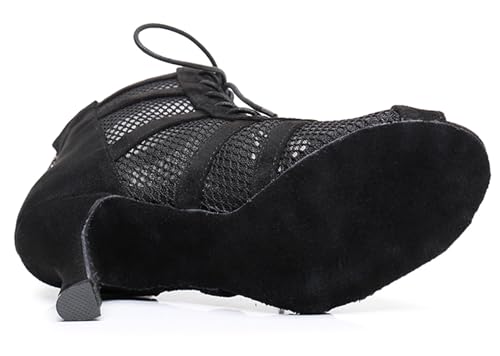 Dance Practice Shoes for Women Mesh Ballroom Sandals Heels Party Prom Ankle Booties with Zip4