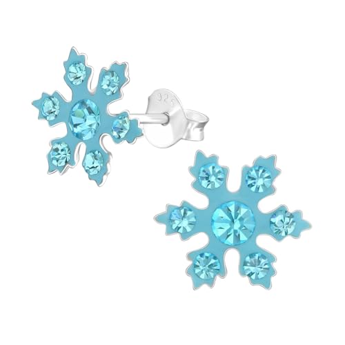 Monkimau Schneeflocke Kinder Ohrringe | mit Kristallen 925 Silber | Mädchen Ohrstecker Schmuck | Hypoallergen & Nickelfrei | Kinderohrringe Geschenkidee