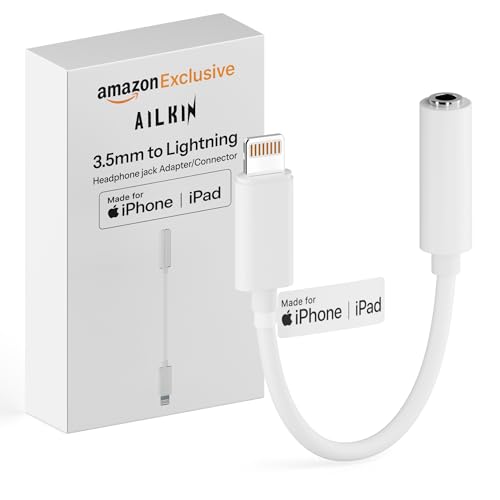 Image of Basesailor Lightning to 3.5mm Audio Adapter for iPhone, Lightning Headphone Jack Converter Compatible with Earphones, Tablets, Laptops AUX Cable, Hi-Quality Sound By AIL-KIN