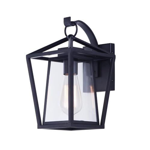 Maxim Lighting Artisan Outdoor Wall Light | Black Finish | Clear Glass Shade | Modern Outdoor Wall Light for Porches and Garages | Wet-Location Rated | 3173CLBK