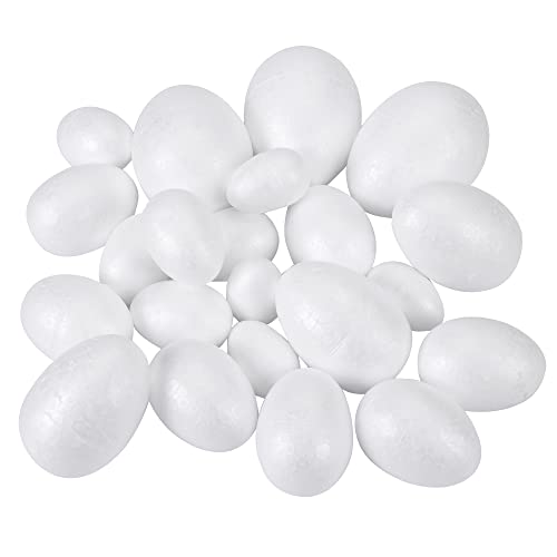 FFchuanhe 60pack Foam Eggs for Crafts 5 Sizes Including 1-2.2 inch for Easter Halloween Christmas School DIY Painting Projects.