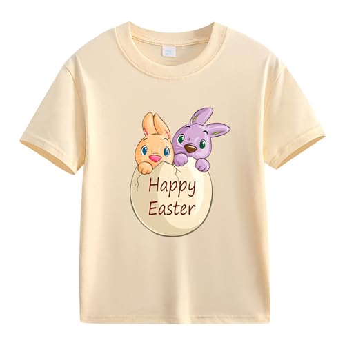 Easter Shirt for Toddler Boys Girls Cute Bunny Egg Graphic Tshirt Easter Day Short Sleeve Unisex Kids Loose Tops