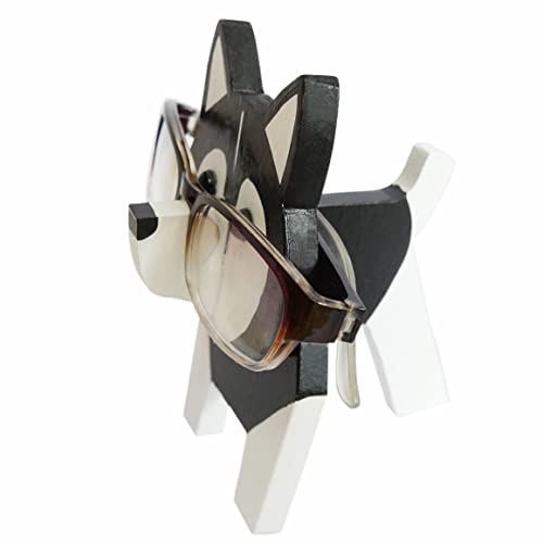 Red Dollar Handmade Wood Carved Animal Eyeglass Holder, Sunglasses Display Stand, Nightstand Home Office Desk Decor, Christmas Holiday New Year Business Gift For Men Women Adults (Husky) #TOP1